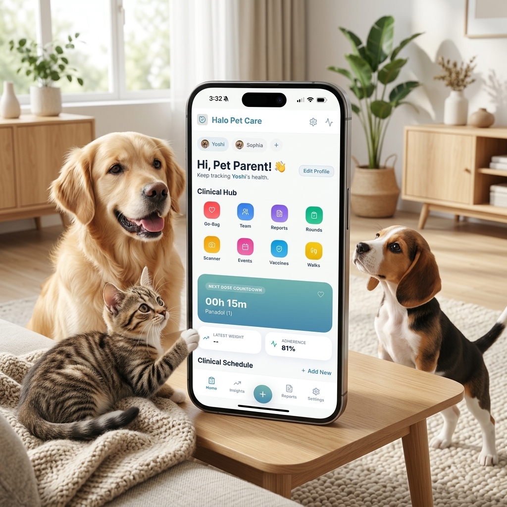 Halo Pet Care App Interface